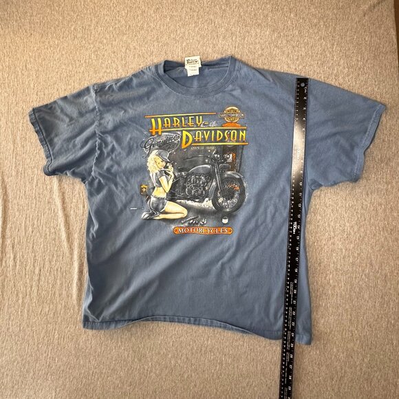 Hanes Harley Davidson T Shirt Mens Size XL Blue Graphic Print Short Sleeve - Picture 2 of 4